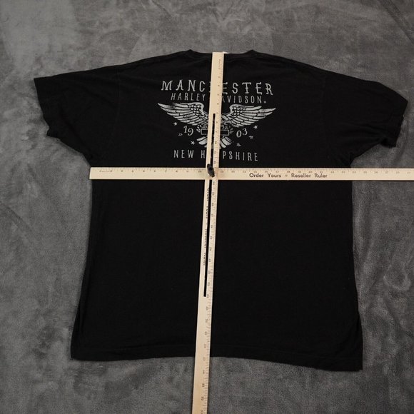 Harley Davidson Shirt Mens Black logo‎ Biker Ride Script Manchester NH Laconia - Picture 9 of 9